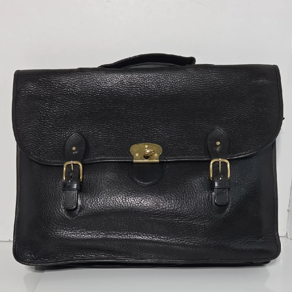 Vintage Chesneau Black Top Grain Leather Men's Briefcase